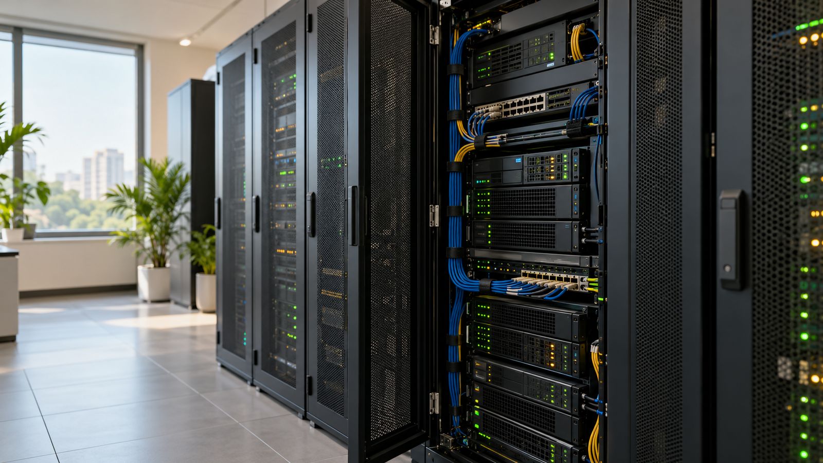 Enterprise server racks in a data center
